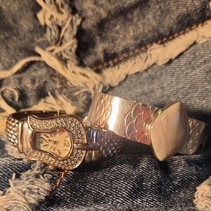 Silver Women's Bracelet and Watch Set